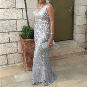 Eliza J Silver Mermaid Gown